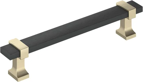 Vista 9 de Amerock Overton - Tirador para gabinete de 96 mm de centro a centro en acabado negro mate cepillado/bronce champán, BP36681BMBCZ
