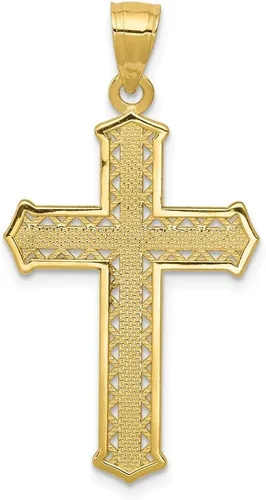 Vista 4 de Colgante de cruz de oro amarillo macizo de 10 quilates, 1.378 in x 0.748 in, regalos de joyería para mujeres, esposa, mamá, regalos para hombres