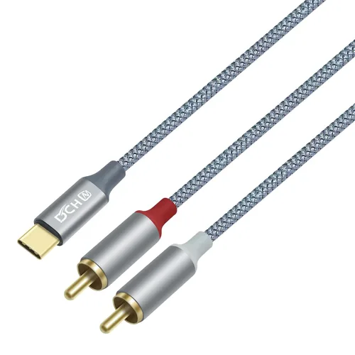Vista 7 de DCHAV Cable adaptador de audio USB a RCA de 4 pies tipo A a 2 RCA macho 2RCA y divisor en Y, cable trenzado de nailon, interfaz rojo y blanco