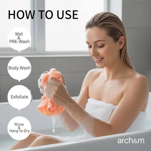 Vista 5 de ARCH&M Toalla Exfoliante, Toalla de Baño Japonesa, Exfoliante Coreano, Exfoliante Corporal de Nailon, Exfoliante de Espalda para Ducha, Alternativa
