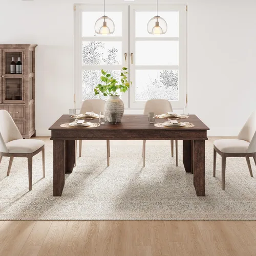 Vista 10 de GarveeHome Farmhouse - Mesa de comedor para 4-6 personas, mesas de cocina de 63 pulgadas de largo