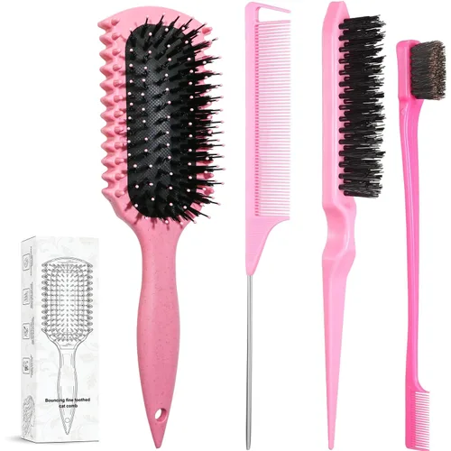 Vista 11 de Cepillo definidor de rizos, productos de cepillo de pelo rizado con 3 piezas de cepillo de pelo de espalda resbaladiza, cepillo de cerdas, peine
