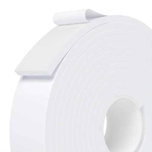 Vista 16 de Burlete Sello para Puerta Blanco, 1 Pulgada de Ancho X 1/4 Pulgada de Grosor, Sello de Ventana de Aire Acondicionado, Cinta de Espuma Autoadhesiva
