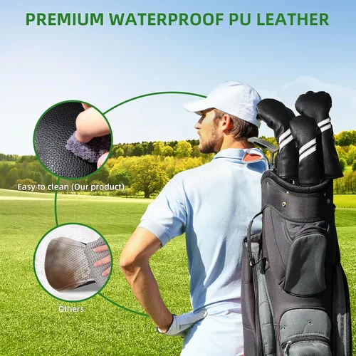 Vista 4 de Fundas para cabezas de palo de golf - Juego de 4 piezas o 1 pieza de accesorios de golf, fundas para palos de golf para maderas y conductores