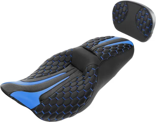 Vista 28 de Asiento de conductor, pasajero y piloto - SLMOTO Asiento de motocicleta de una pieza para 2 personas, compatible con Harley Touring Road King CVO