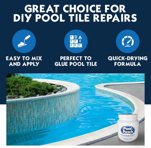 Vista 3 de Pool Patch Kit de reparación adhesivo para azulejos de piscina gris de 3 libras, fórmula de ajuste fácil de mezclar y aplicar, perfecto para pegar