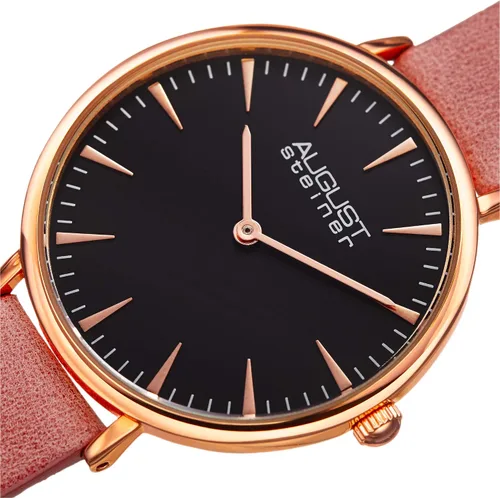 Vista 2 de August Steiner Reloj de pulsera de piel de nobuk con movimiento de cuarzo para mujer, AS8187
