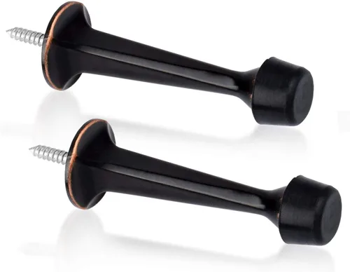 Vista 17 de Paquete de 2 topes rígidos sólidos para puerta, protectores de pared resistentes con puntas de goma suave, color negro