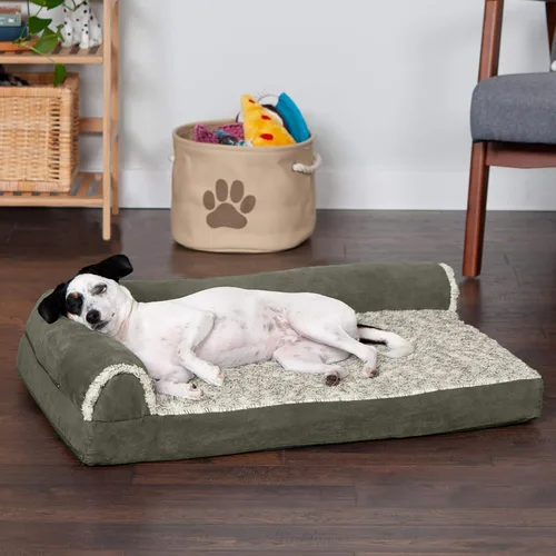 Vista 3 de Furhaven Cama para Perros de Espuma Viscoelástica para Perros Medianos/Pequeños con Refuerzos Extraíbles y Funda Lavable, Para Perros de Hasta 35
