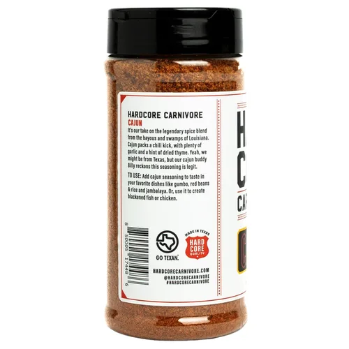 Vista 6 de Hardcore Carnivore Condimento cajún (agitador de 10.5 onzas) hecho en Texas, mezcla auténtica para gumbo, frijoles rojos y arroz, jambalaya y más