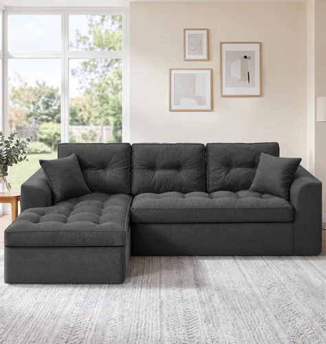 Vista 13 de Hobestluk Sofá Individual de Espuma Sillón Sofá para Espacios Pequeños Sofás Cómodos con Funda Extraíble Sofá Peludo con Almohadas para Sala de Negro