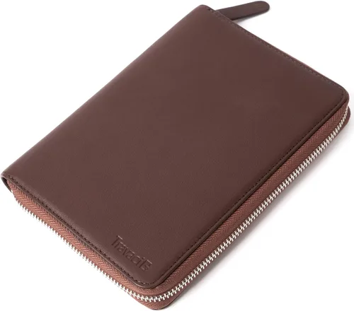 Vista 8 de Soporte para pasaporte familiar de cuero de grano completo para 4 pasaportes - Soporte RFID para pasaporte y organizador de documentos de viaje
