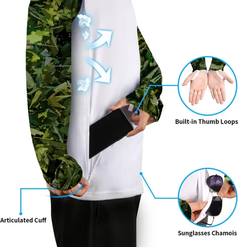 Vista 17 de Palmyth - Camiseta de pesca para hombre, con manga larga, protección solar ultravioleta FPU 50+, con bolsillo