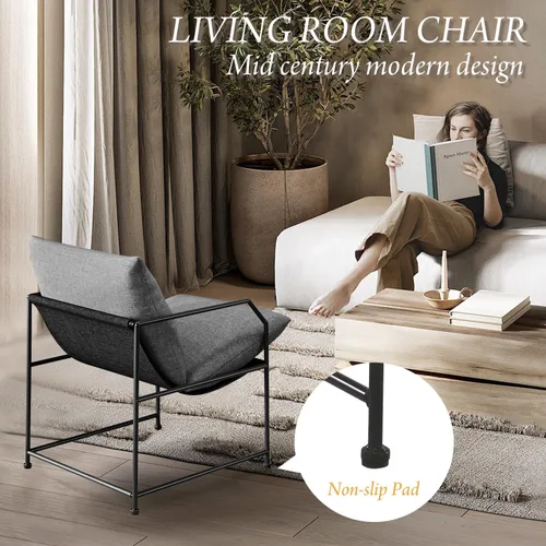 Vista 3 de Silla de acento para sala de estar, sillas cómodas de lectura para dormitorio, silla de salón tapizada, silla de brazo moderna de mediados de siglo