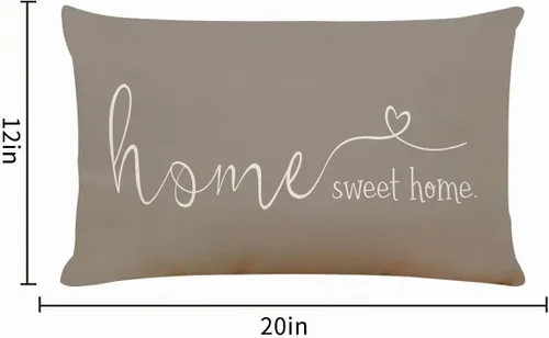 Vista 6 de Fundas decorativas de almohada estilo casa de campo con texto "Home Sweet Home", de 12 x 20 pulgadas, funda de almohada para decorar, regalo