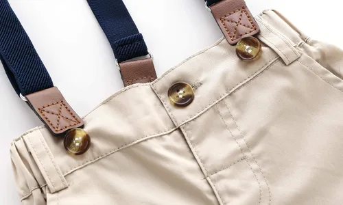Vista 6 de Conjunto de pantalones cortos azules para bebé, trajes formales para bebés