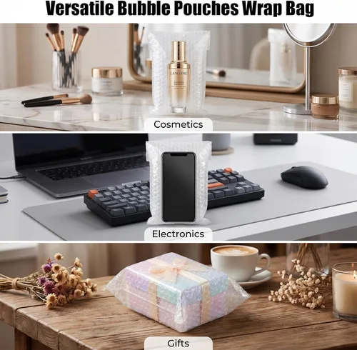 Vista 4 de 500 bolsas de burbujas – 3.15 x 4 pulgadas bolsas de burbujas transparentes para pequeñas empresas mudanzas de envíos y almacenamiento de embalaje