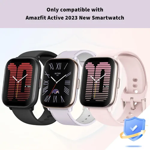 Vista 2 de Rc-Z Paquete de 2 fundas protectoras de pantalla para reloj inteligente Amazfit Active, parachoques duro de policarbonato integrado, película