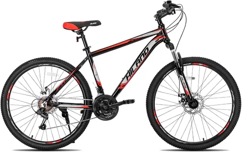 Vista 10 de Bicicleta de montaña HILAND de 26" para hombres, mujeres y adultos, 18 velocidades, freno de disco, marco ligero de aluminio, rueda de 3/6 radios