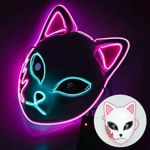 Vista 4 de goodhelper Halloween Demon Slayer Mask Japanese Anime Carnival Masquerade Fox Mask