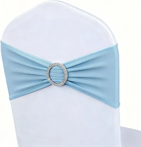 Vista 12 de Paquete de 50 bandas para sillas color verde salvia, bandas elásticas para sillas deslizantes, lazos para bodas, fiestas, baby shower, eventos