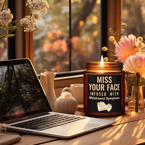 Vista 5 de Regalos divertidos para amigos para mujeres y hombres, vela Miss Your Face para ella y él, divertido cumpleaños, amistad, regalo relajante, vela