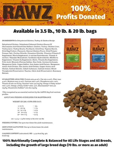 Vista 4 de Rawz Alimento seco para perros sin comidas (3.5 libras, pollo y pavo)