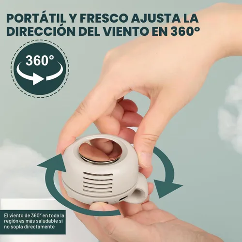 Vista 5 de Mini ventilador sin aspas portátil blanco, ventilador de clip de 3 velocidades para camisa y cintura