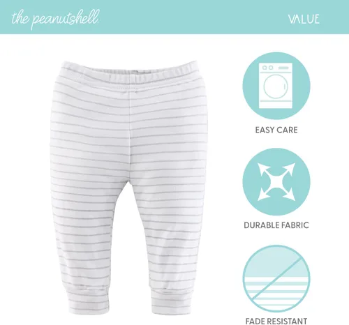 Vista 4 de The Peanutshell Pantalones de bebé para niños, camuflaje azul, paquete de 5