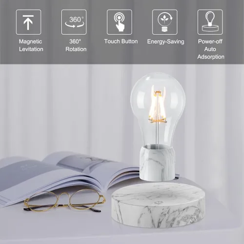 Vista 5 de UVEHAS Bombilla de luz de levitación magnética, lámpara LED flotante con control táctil, luz nocturna de levitación giratoria, regalos creativos