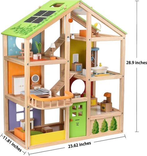 Vista 9 de Casa de muñecas de madera "All seasons" amoblada con accesorios para niños de Hape