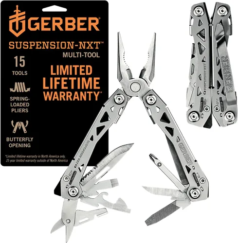 Vista 12 de Gerber Gear Suspension-NXT EDC - Cuchillo de bolsillo multiherramienta 15 en 1, alicates de punta de aguja y pelacables para acampar y Negro