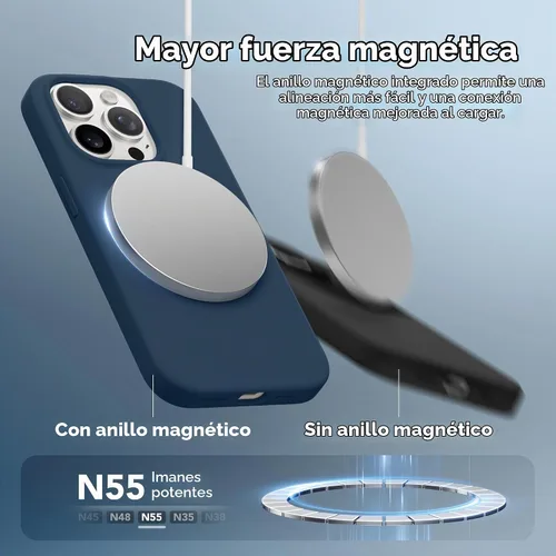 Vista 2 de GONEZ Funda de silicona para iPhone 14 Pro Max, compatible con MagSafe, con protector de pantalla + protector de lente de cámara, silicona líquida a