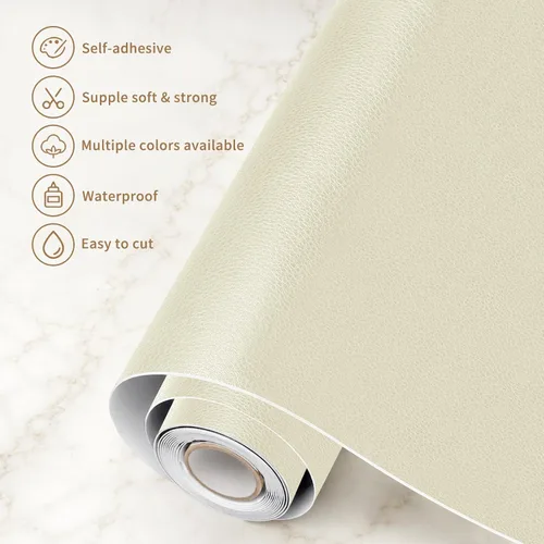 Vista 2 de Parche de reparación de cuero para sofás, kit de cinta de reparación de cuero autoadhesiva para muebles, sofás, asientos de automóvil, sillas, Beige