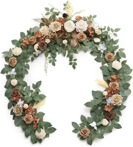 Vista 13 de Ling's moment Dusty Blue Artificial Flower Garland Wedding Arch 6 FT Azul polvoriento y azul marino