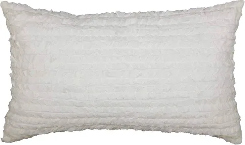 Vista 3 de Piper Classics Kathryn - Funda de almohada, 12 x 20 pulgadas, tela texturizada de aspecto de lino blanco suave con microvolantes acolchados a mano