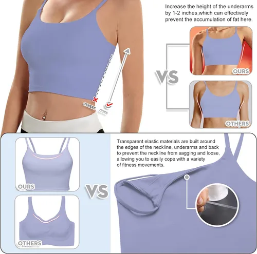 Vista 4 de ECOPARTY Sujetadores deportivos para mujer, de secado rápido, acolchados, sin varillas, para entrenamiento, camisola, yoga, fitness, correr, gimnasio