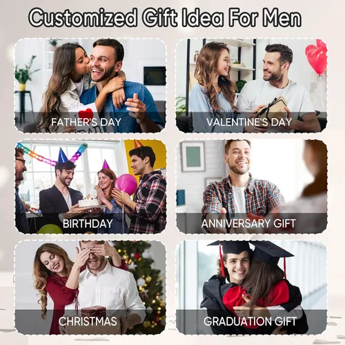 Vista 2 de MEALGUET Pulsera de cuero personalizada para hombres regalo para el día de San Valentín para hombres, pulsera de cuero trenzado grabada con nombre