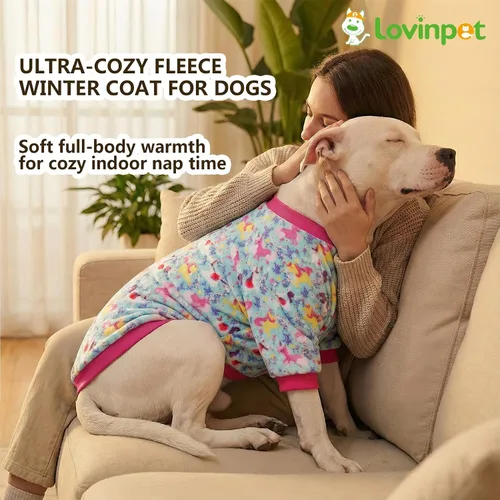 Vista 5 de LovinPet Chaquetas para perros grandes de 50 a 60 libras, ropa de tela de franela agradable a la piel para perros, estampado de espuma de mar