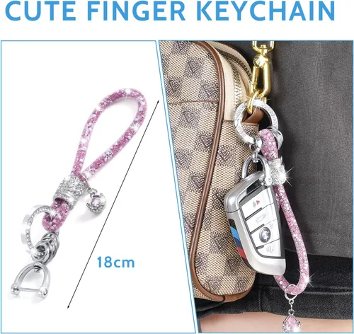 Vista 2 de SUTUMOR Llavero con diamantes de imitación brillantes, decoración glamorosa para llaves de automóvil para mujer, accesorio de llavero brillante