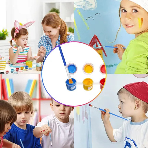 Vista 6 de 20 tiras de 120 macetas, tiras de pintura vacías con tapa, mini recipientes de almacenamiento transparentes y 40 pinceles de pintura, suministros