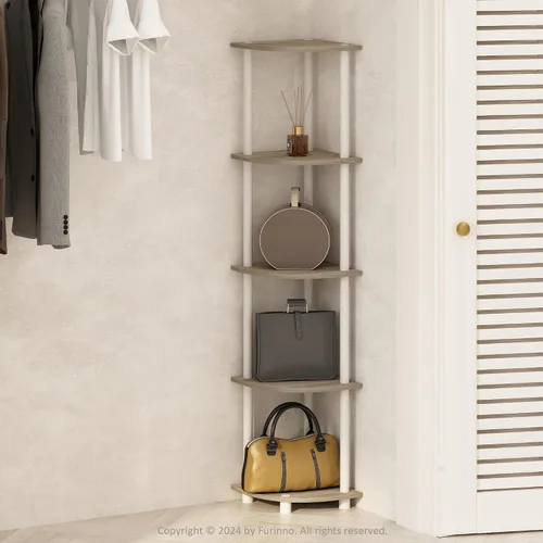 Vista 61 de Furinno Turn-N-Tube Organizador de encimera de cocina, estante organizador de encimera de esquina de 2 niveles, estante esquinero, para cocina