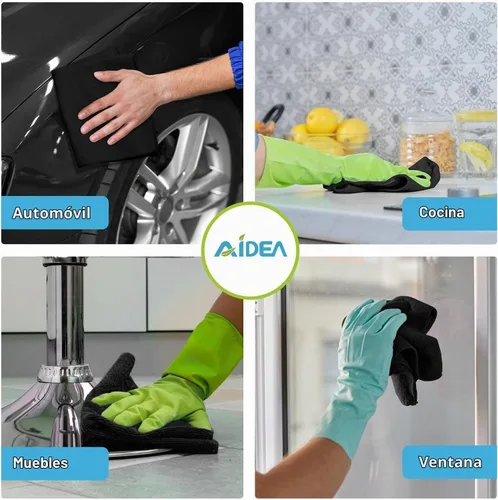 Vista 4 de AIDEA Paño de limpieza de microfibra negro, 20 unidades, toallas de microfibra para automóviles, paños de automóvil de alta calidad, trapos
