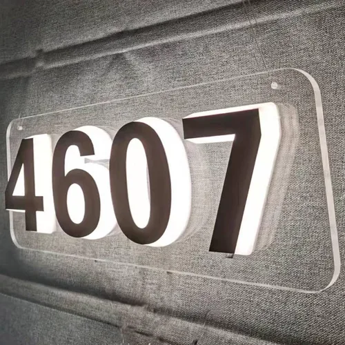 Vista 6 de Señales de Números de Casa LED Personalizadas Señales de Números de Casa Verticales/Horizontales Iluminadas Placa de Dirección de Casa