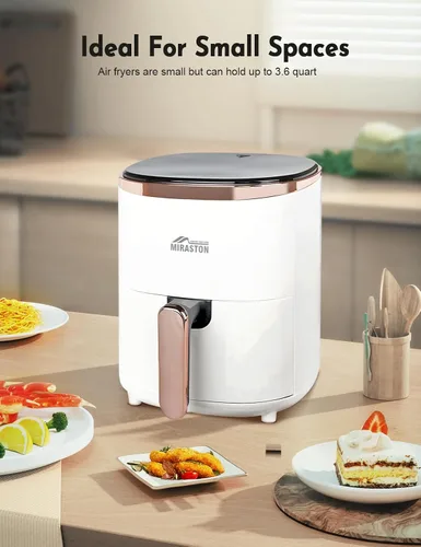 Vista 4 de Freidora de aire digital de 3.6 cuartos de galón, compacta que ahorra espacio, 1350 W hasta 400 °F, recalentar, fácil de cocinar para comidas