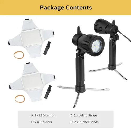 Vista 7 de Meking Mini kit de iluminación para fotografía Softbox, lámpara LED de mesa de 2700 K, sistema de iluminación cálida continua para pequeños