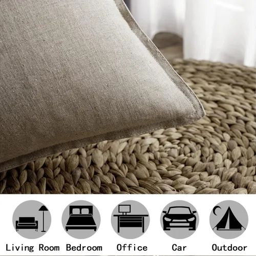 Vista 14 de Jeanerlor Funda de almohada decorativa de lino y algodón sólido de 18 x 18 pulgadas con cremallera, funda de cojín europea, funda de almohada