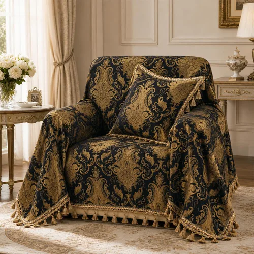 Vista 15 de Loom and Mill - Fundas clásicas de jacquard para sofá, 71 x 118 pulgadas, color negro Vintage Sofa Slipcovers Couch Covers for Sectional L