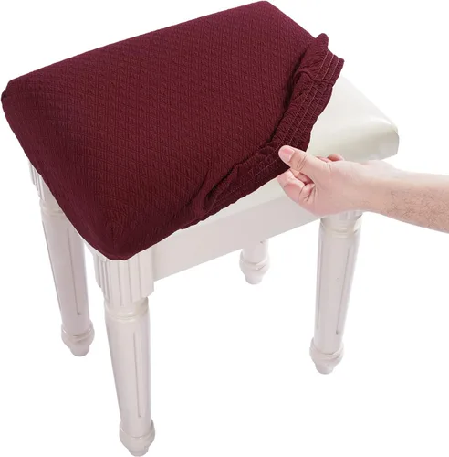 Vista 16 de BUYUE Funda para Taburete de Banco de Tocador de Lujo, (15"- 20") L x (11.8"- 15.7") A Banco Pequeño Rectangular Funda Elástica de Jacquard Lavable