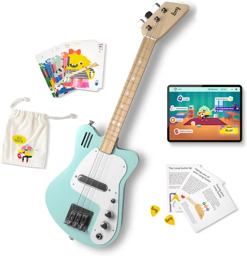 Vista 11 de Loog - Guitarra eléctrica mini para niños principiantes, con amplificador incorporado, a partir de 3 años, aplicación de aprendizaje y lecciones